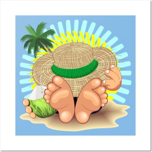 Relax on Summer Tropical Beach with Coconut Drink Posters and Art